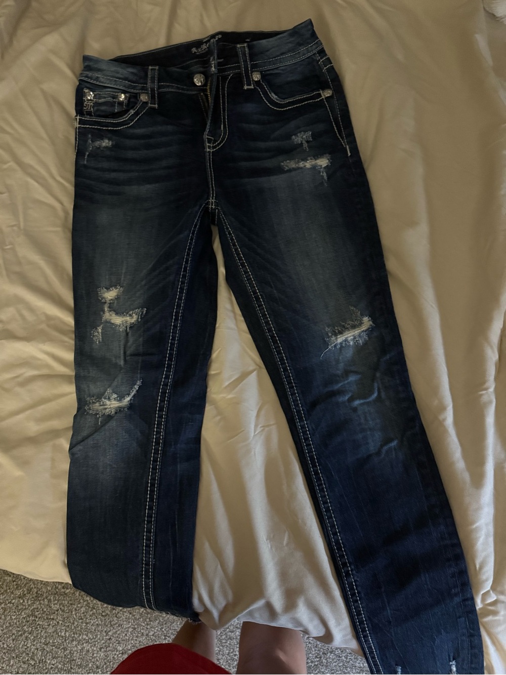 Miss Me Dark Blue Skinny Distressed Jeans